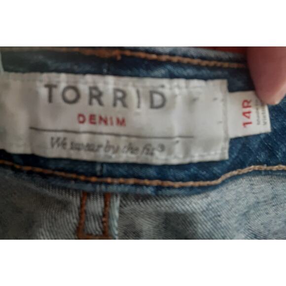 Torrid 14R Ankle Skinny Distressed Tattered Jeans Note - Picture 2 of 6